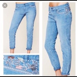 Embroidered skinny cords